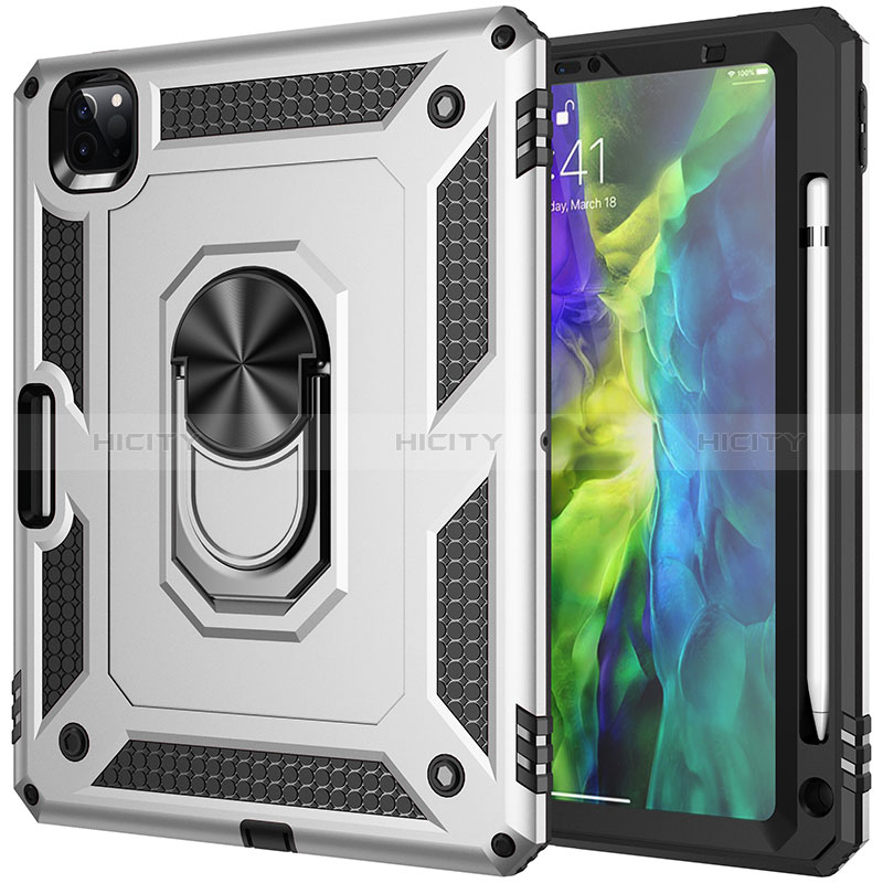 Funda Bumper Silicona y Plastico Mate Carcasa con Magnetico Anillo de dedo Soporte MQ1 para Apple iPad Pro 11 (2022)