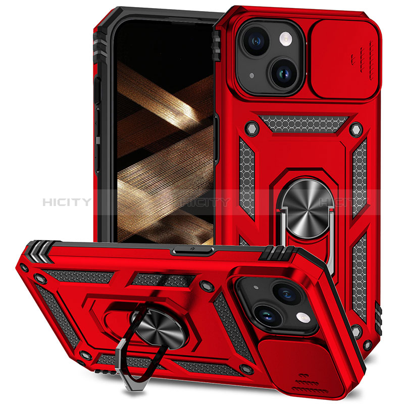 Funda Bumper Silicona y Plastico Mate Carcasa con Magnetico Anillo de dedo Soporte MQ1 para Apple iPhone 14