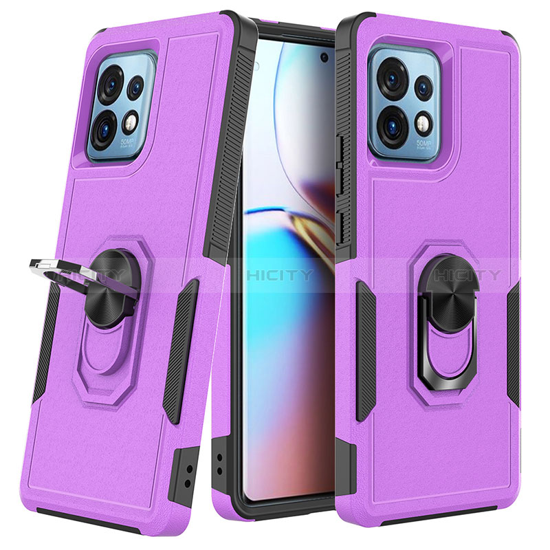 Funda Bumper Silicona y Plastico Mate Carcasa con Magnetico Anillo de dedo Soporte MQ1 para Motorola Moto Edge 40 Pro 5G