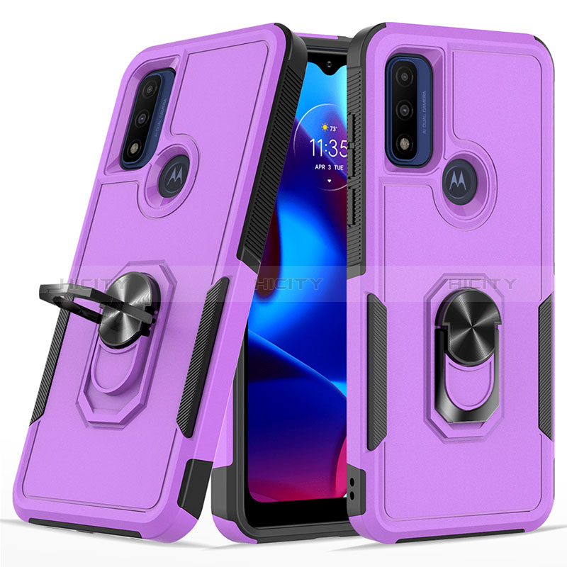 Funda Bumper Silicona y Plastico Mate Carcasa con Magnetico Anillo de dedo Soporte MQ1 para Motorola Moto G Play (2023)