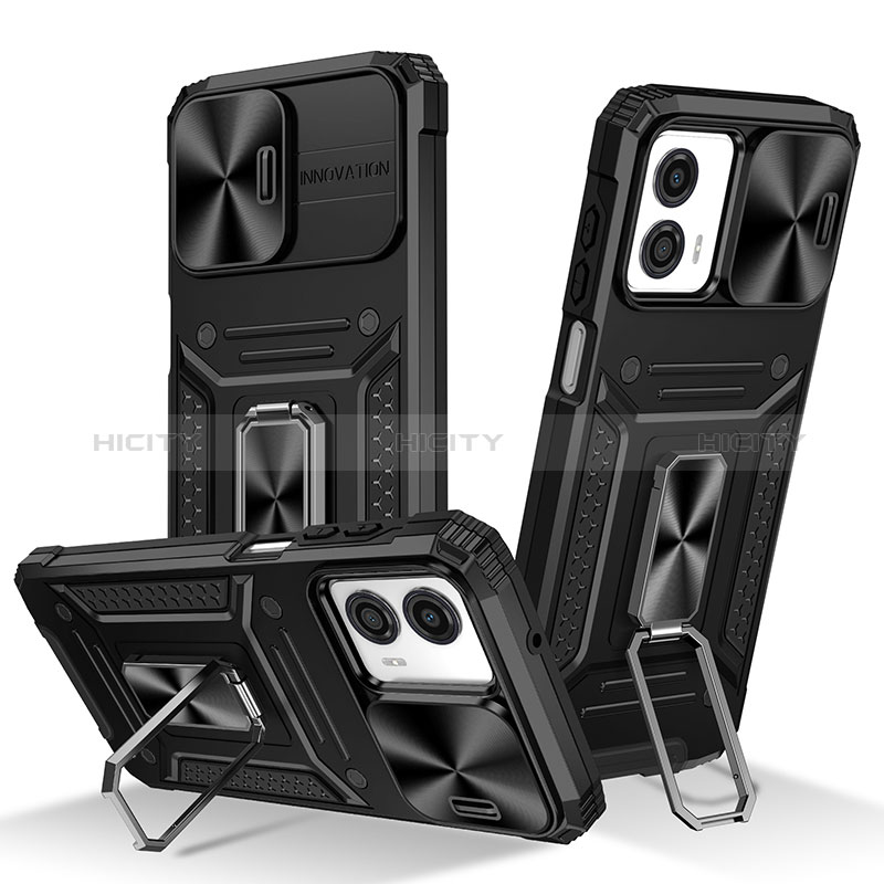 Funda Bumper Silicona y Plastico Mate Carcasa con Magnetico Anillo de dedo Soporte MQ1 para Motorola Moto G53j 5G