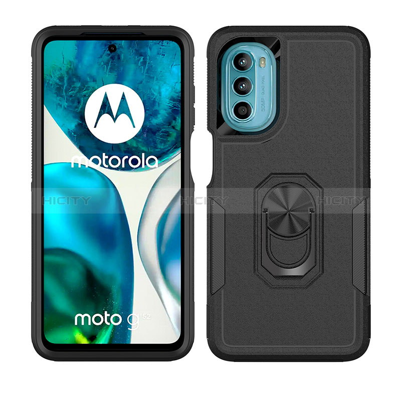 Funda Bumper Silicona y Plastico Mate Carcasa con Magnetico Anillo de dedo Soporte MQ1 para Motorola Moto G82 5G