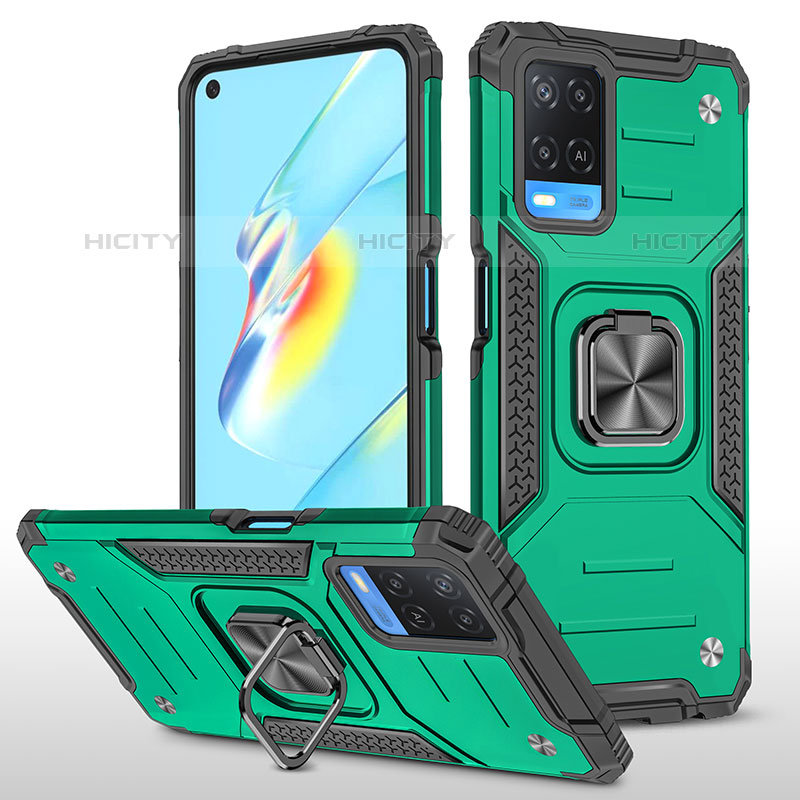 Funda Bumper Silicona y Plastico Mate Carcasa con Magnetico Anillo de dedo Soporte MQ1 para Oppo A54 4G