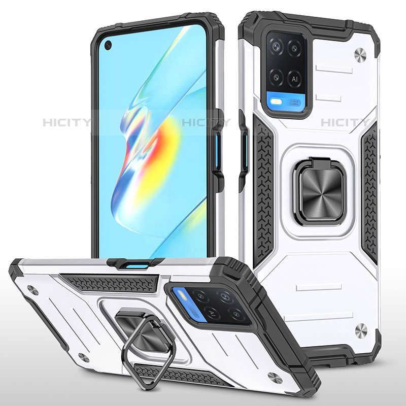 Funda Bumper Silicona y Plastico Mate Carcasa con Magnetico Anillo de dedo Soporte MQ1 para Oppo A54 4G