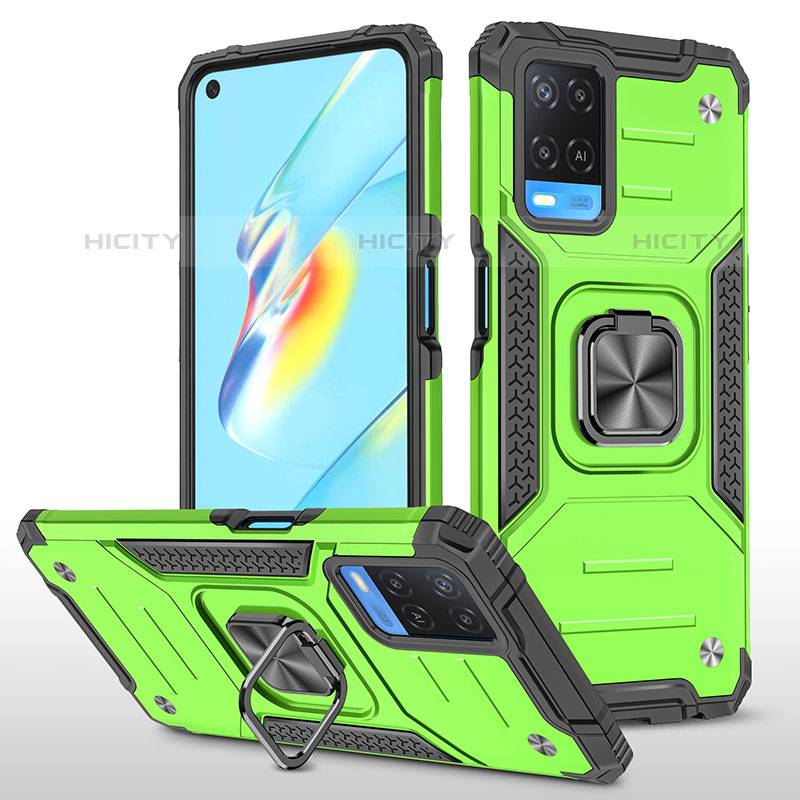 Funda Bumper Silicona y Plastico Mate Carcasa con Magnetico Anillo de dedo Soporte MQ1 para Oppo A54 4G Verde