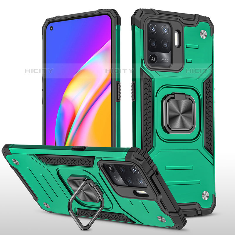 Funda Bumper Silicona y Plastico Mate Carcasa con Magnetico Anillo de dedo Soporte MQ1 para Oppo F19 Pro