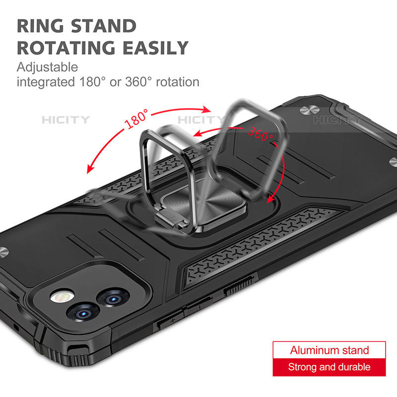 Funda Bumper Silicona y Plastico Mate Carcasa con Magnetico Anillo de dedo Soporte MQ1 para Samsung Galaxy A03
