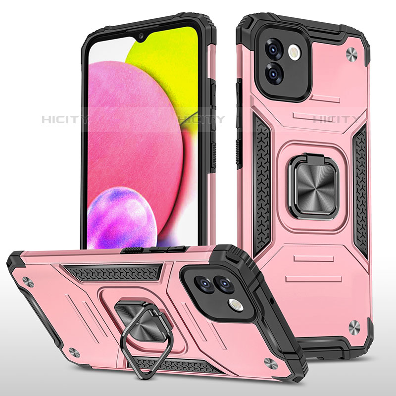 Funda Bumper Silicona y Plastico Mate Carcasa con Magnetico Anillo de dedo Soporte MQ1 para Samsung Galaxy A03