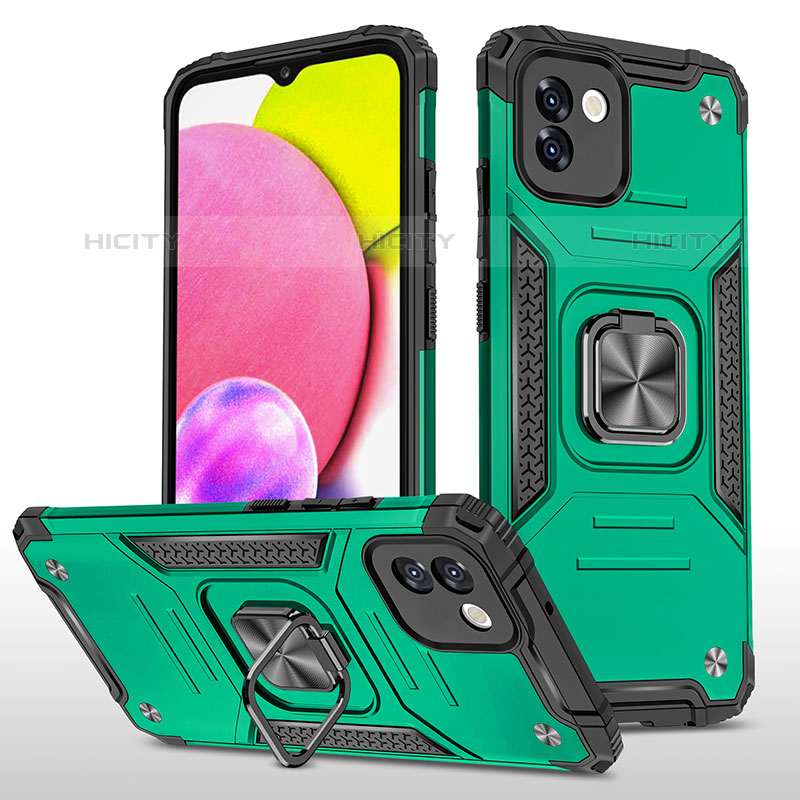 Funda Bumper Silicona y Plastico Mate Carcasa con Magnetico Anillo de dedo Soporte MQ1 para Samsung Galaxy A03