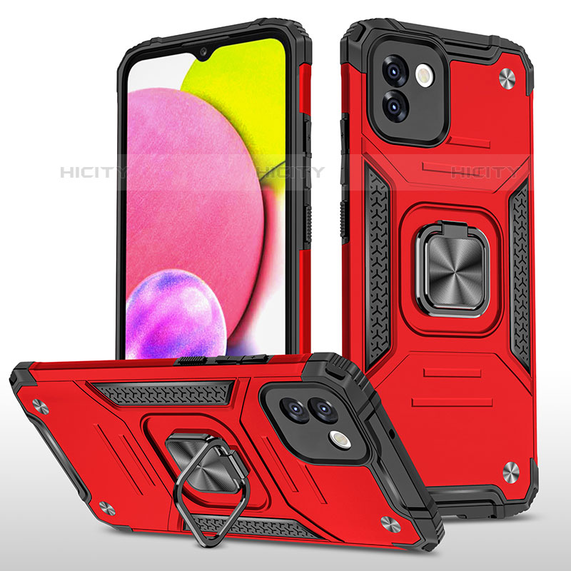 Funda Bumper Silicona y Plastico Mate Carcasa con Magnetico Anillo de dedo Soporte MQ1 para Samsung Galaxy A03