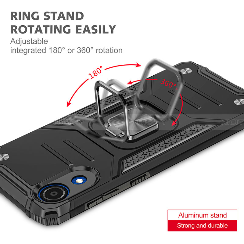 Funda Bumper Silicona y Plastico Mate Carcasa con Magnetico Anillo de dedo Soporte MQ1 para Samsung Galaxy A03 Core
