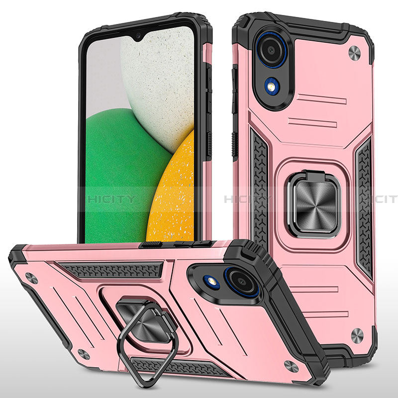 Funda Bumper Silicona y Plastico Mate Carcasa con Magnetico Anillo de dedo Soporte MQ1 para Samsung Galaxy A03 Core