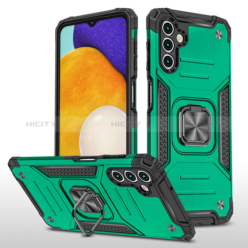 Funda Bumper Silicona y Plastico Mate Carcasa con Magnetico Anillo de dedo Soporte MQ1 para Samsung Galaxy A04s Verde Noche