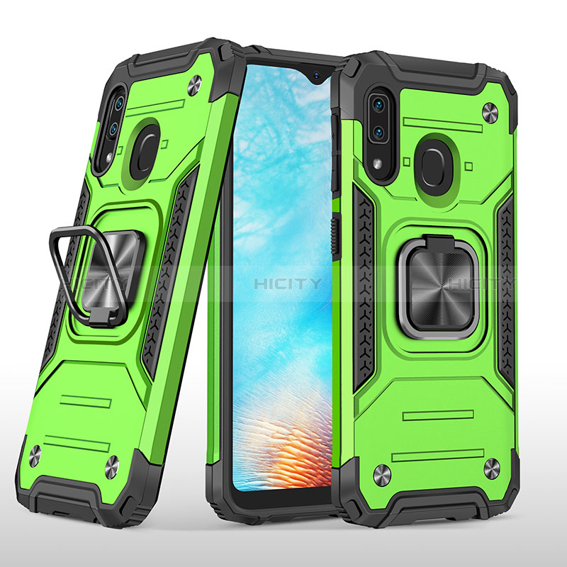 Funda Bumper Silicona y Plastico Mate Carcasa con Magnetico Anillo de dedo Soporte MQ1 para Samsung Galaxy A20e Verde