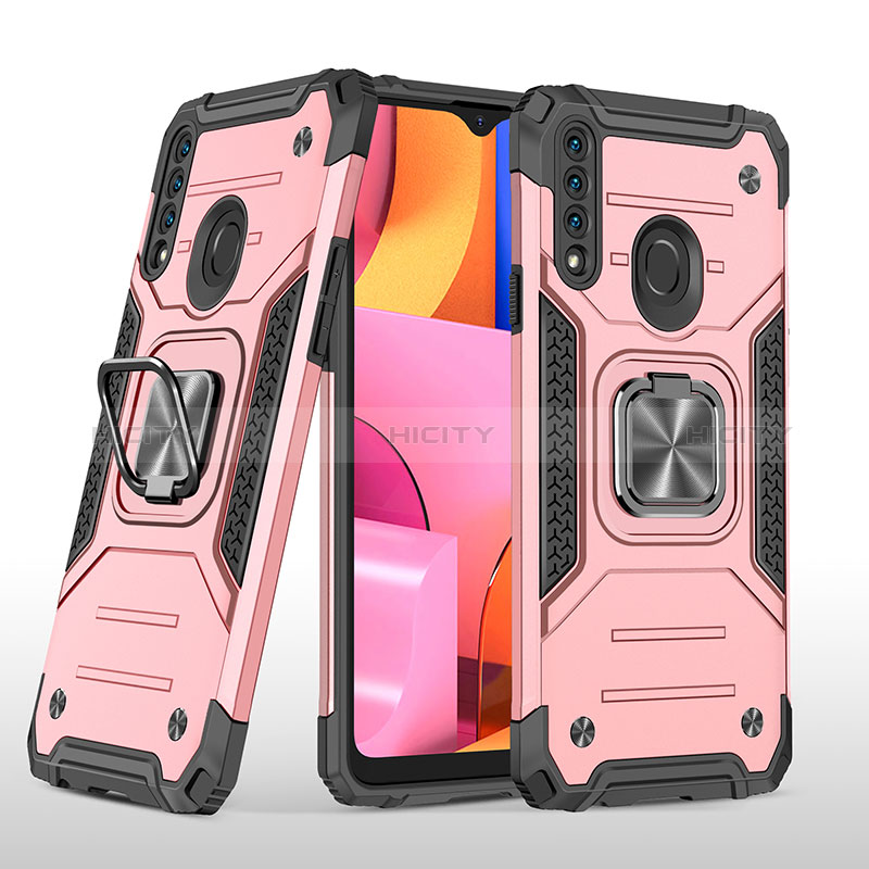 Funda Bumper Silicona y Plastico Mate Carcasa con Magnetico Anillo de dedo Soporte MQ1 para Samsung Galaxy A20s