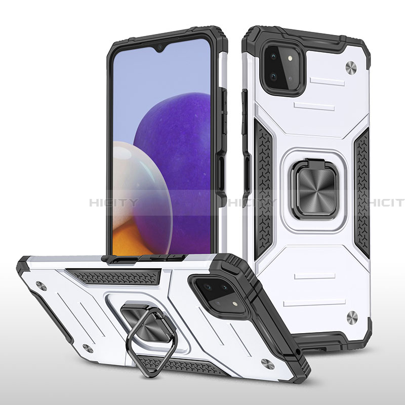 Funda Bumper Silicona y Plastico Mate Carcasa con Magnetico Anillo de dedo Soporte MQ1 para Samsung Galaxy A22 5G