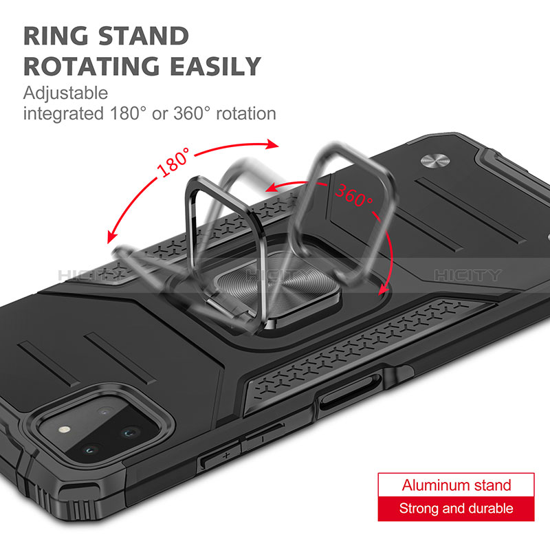 Funda Bumper Silicona y Plastico Mate Carcasa con Magnetico Anillo de dedo Soporte MQ1 para Samsung Galaxy A22s 5G