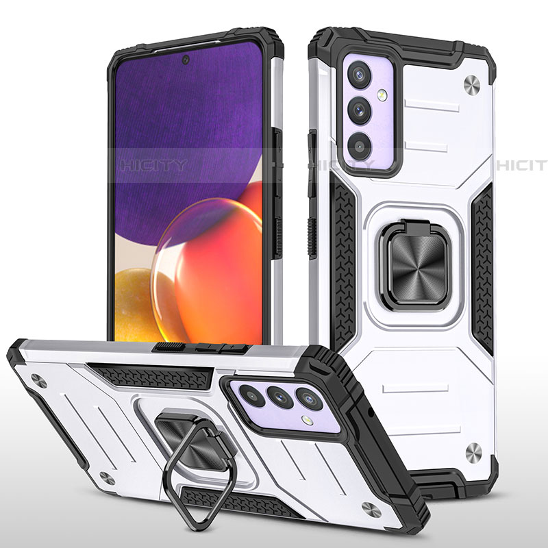 Funda Bumper Silicona y Plastico Mate Carcasa con Magnetico Anillo de dedo Soporte MQ1 para Samsung Galaxy A24 4G