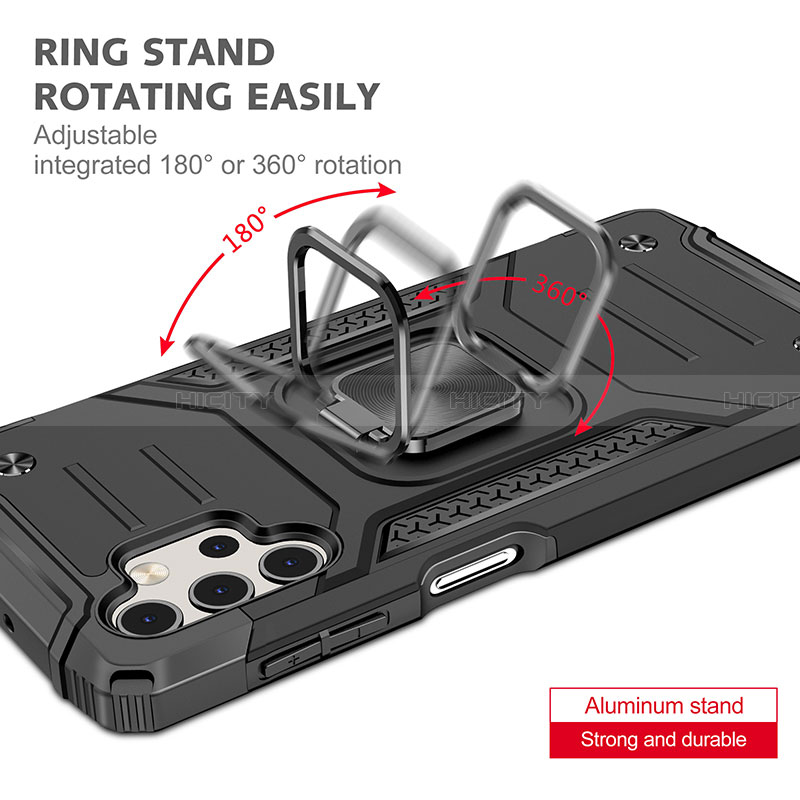 Funda Bumper Silicona y Plastico Mate Carcasa con Magnetico Anillo de dedo Soporte MQ1 para Samsung Galaxy A32 4G