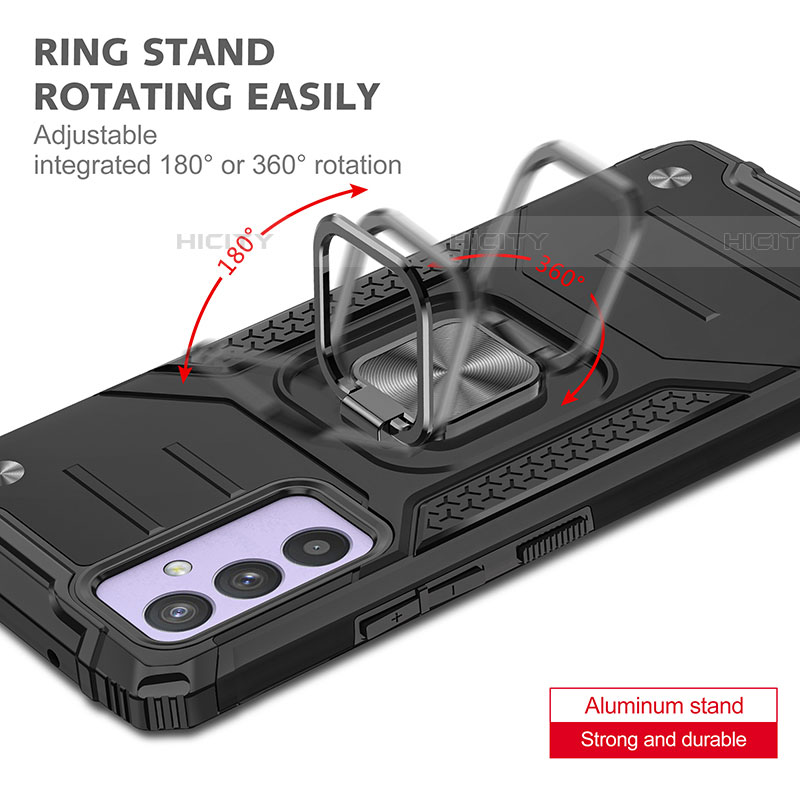 Funda Bumper Silicona y Plastico Mate Carcasa con Magnetico Anillo de dedo Soporte MQ1 para Samsung Galaxy A34 5G