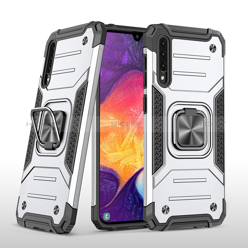 Funda Bumper Silicona y Plastico Mate Carcasa con Magnetico Anillo de dedo Soporte MQ1 para Samsung Galaxy A50