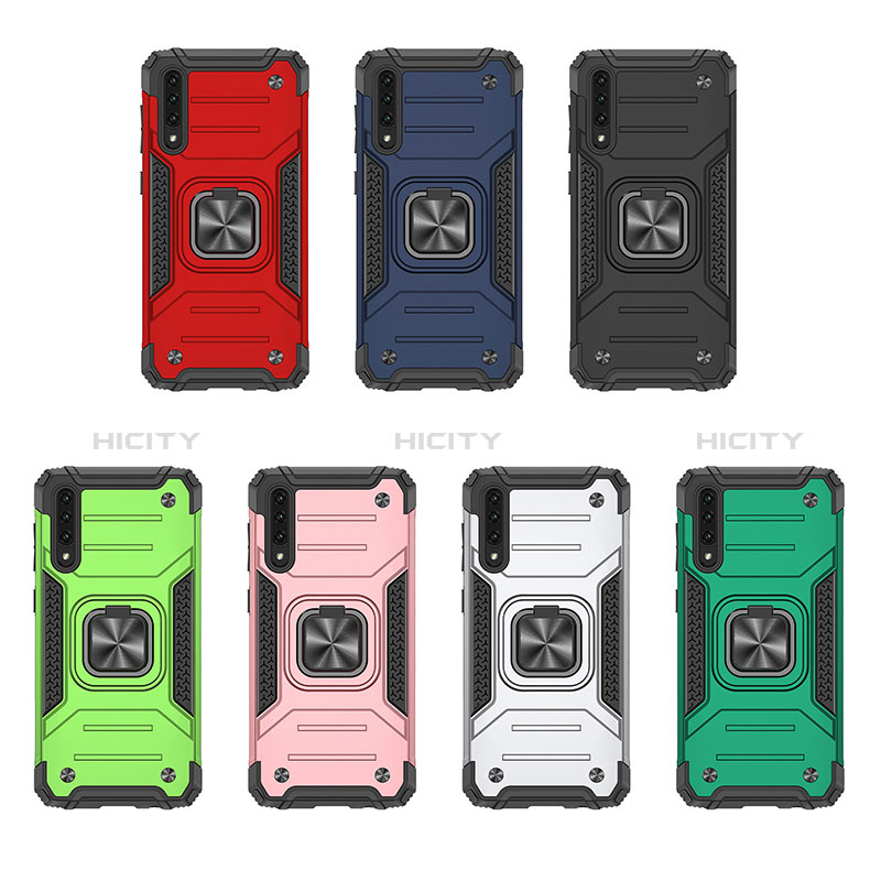 Funda Bumper Silicona y Plastico Mate Carcasa con Magnetico Anillo de dedo Soporte MQ1 para Samsung Galaxy A50