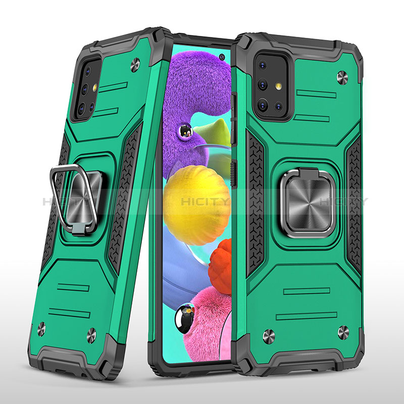 Funda Bumper Silicona y Plastico Mate Carcasa con Magnetico Anillo de dedo Soporte MQ1 para Samsung Galaxy A51 4G