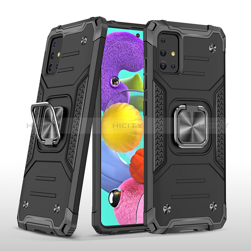 Funda Bumper Silicona y Plastico Mate Carcasa con Magnetico Anillo de dedo Soporte MQ1 para Samsung Galaxy A51 5G