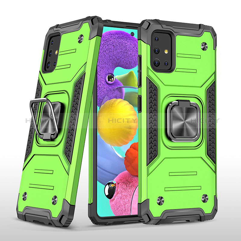 Funda Bumper Silicona y Plastico Mate Carcasa con Magnetico Anillo de dedo Soporte MQ1 para Samsung Galaxy A51 5G