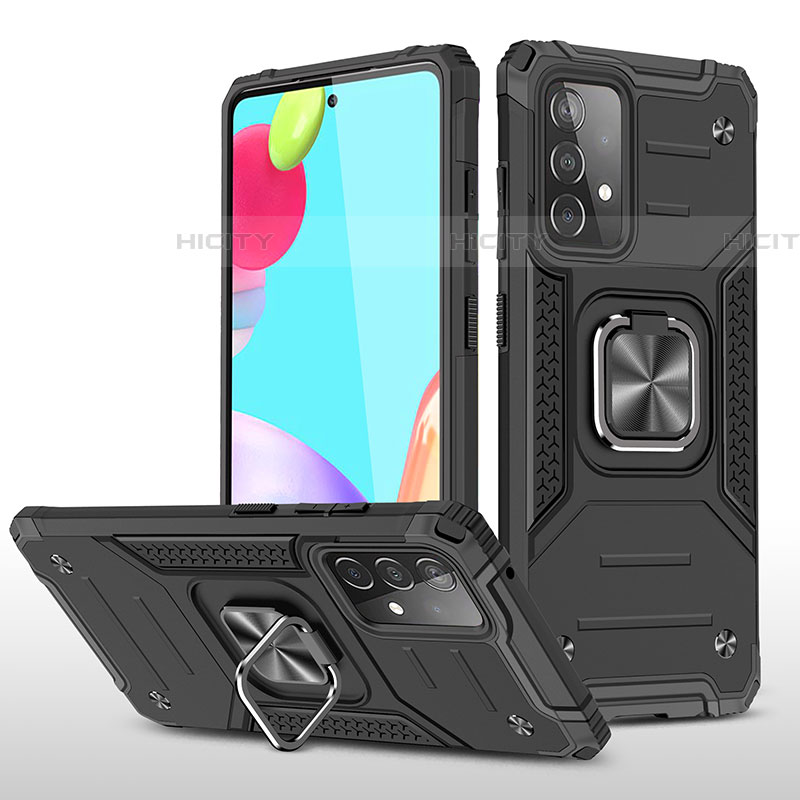 Funda Bumper Silicona y Plastico Mate Carcasa con Magnetico Anillo de dedo Soporte MQ1 para Samsung Galaxy A52 4G