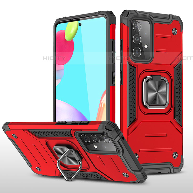 Funda Bumper Silicona y Plastico Mate Carcasa con Magnetico Anillo de dedo Soporte MQ1 para Samsung Galaxy A52 4G