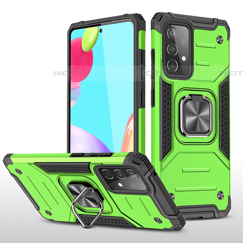 Funda Bumper Silicona y Plastico Mate Carcasa con Magnetico Anillo de dedo Soporte MQ1 para Samsung Galaxy A52 4G