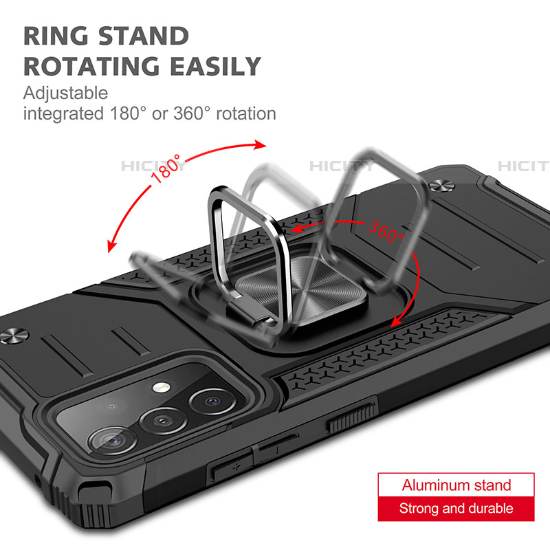 Funda Bumper Silicona y Plastico Mate Carcasa con Magnetico Anillo de dedo Soporte MQ1 para Samsung Galaxy A52 5G