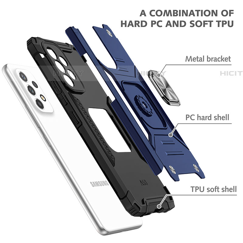 Funda Bumper Silicona y Plastico Mate Carcasa con Magnetico Anillo de dedo Soporte MQ1 para Samsung Galaxy A53 5G