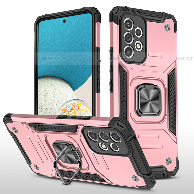 Funda Bumper Silicona y Plastico Mate Carcasa con Magnetico Anillo de dedo Soporte MQ1 para Samsung Galaxy A53 5G