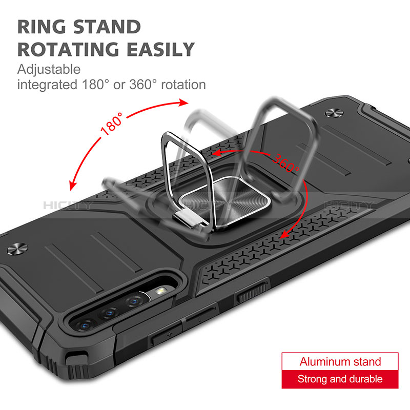 Funda Bumper Silicona y Plastico Mate Carcasa con Magnetico Anillo de dedo Soporte MQ1 para Samsung Galaxy A70