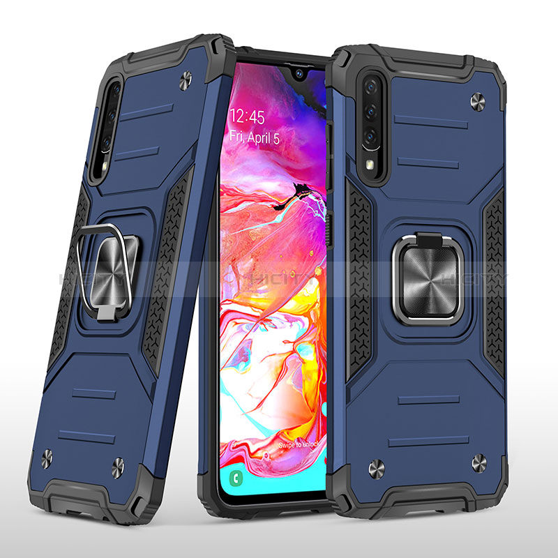 Funda Bumper Silicona y Plastico Mate Carcasa con Magnetico Anillo de dedo Soporte MQ1 para Samsung Galaxy A70