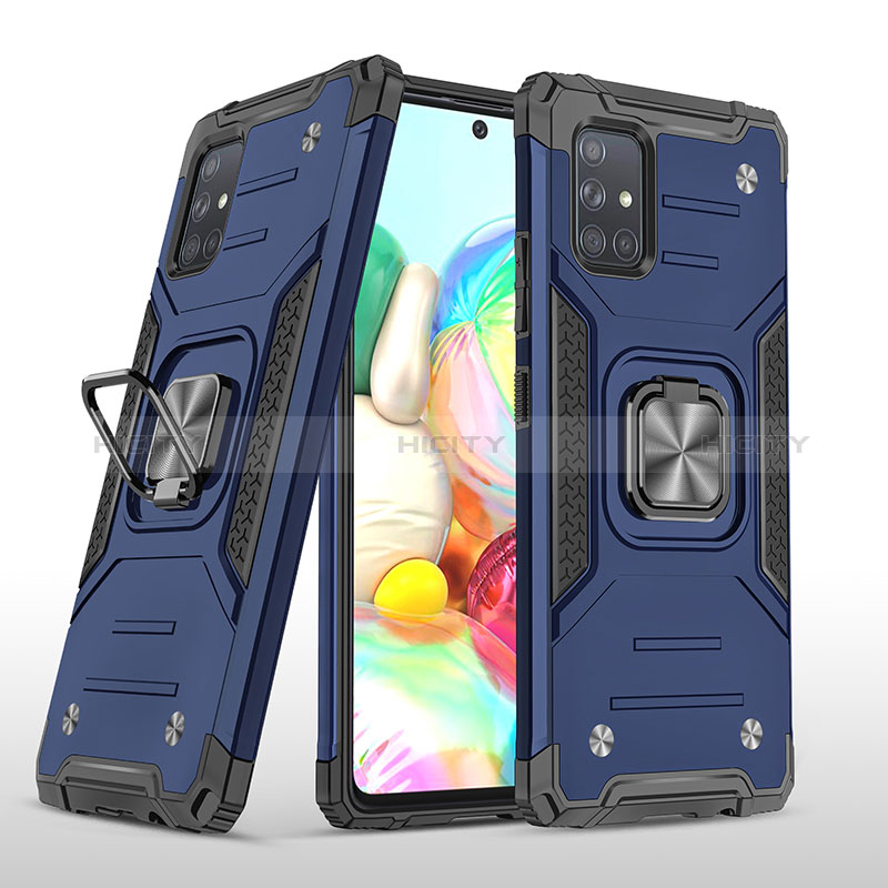 Funda Bumper Silicona y Plastico Mate Carcasa con Magnetico Anillo de dedo Soporte MQ1 para Samsung Galaxy A71 5G