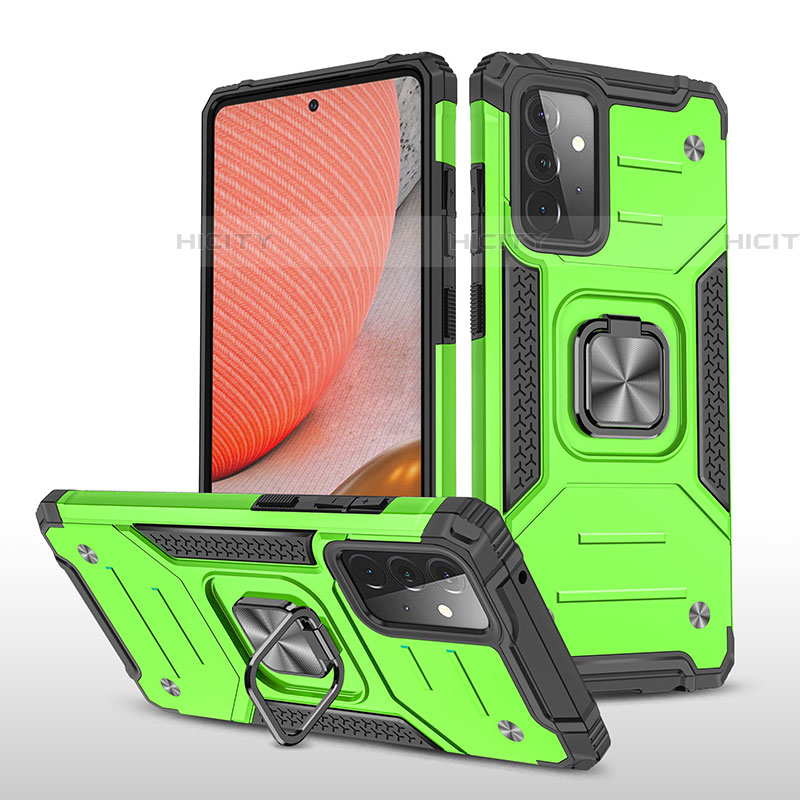 Funda Bumper Silicona y Plastico Mate Carcasa con Magnetico Anillo de dedo Soporte MQ1 para Samsung Galaxy A72 4G