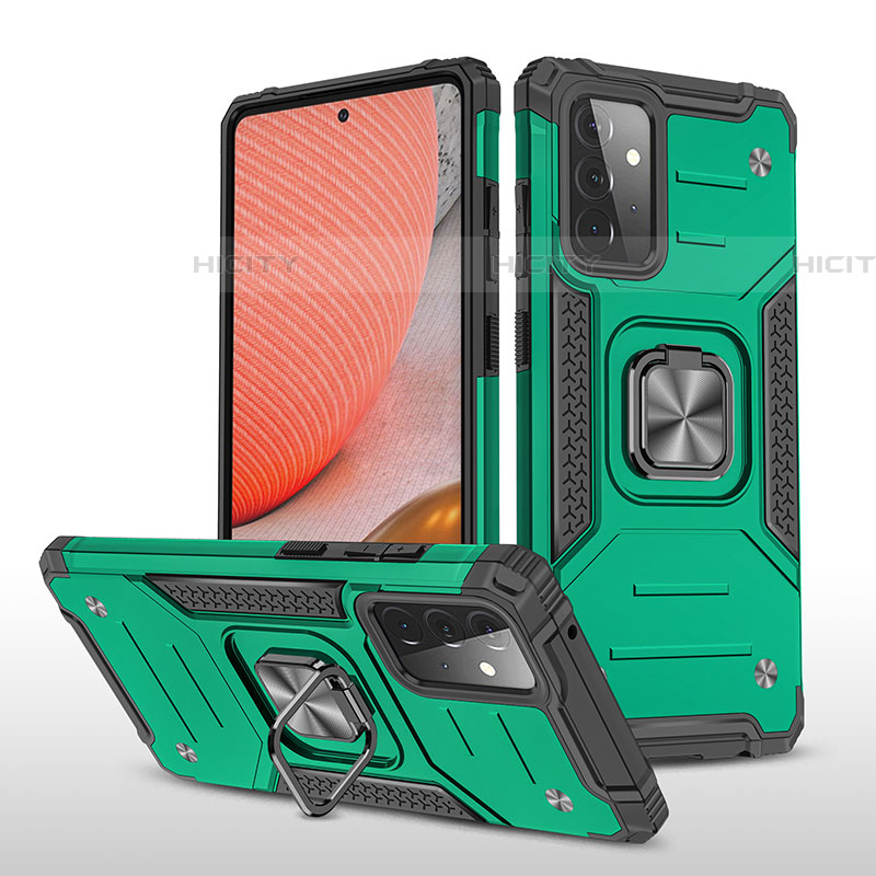 Funda Bumper Silicona y Plastico Mate Carcasa con Magnetico Anillo de dedo Soporte MQ1 para Samsung Galaxy A72 4G