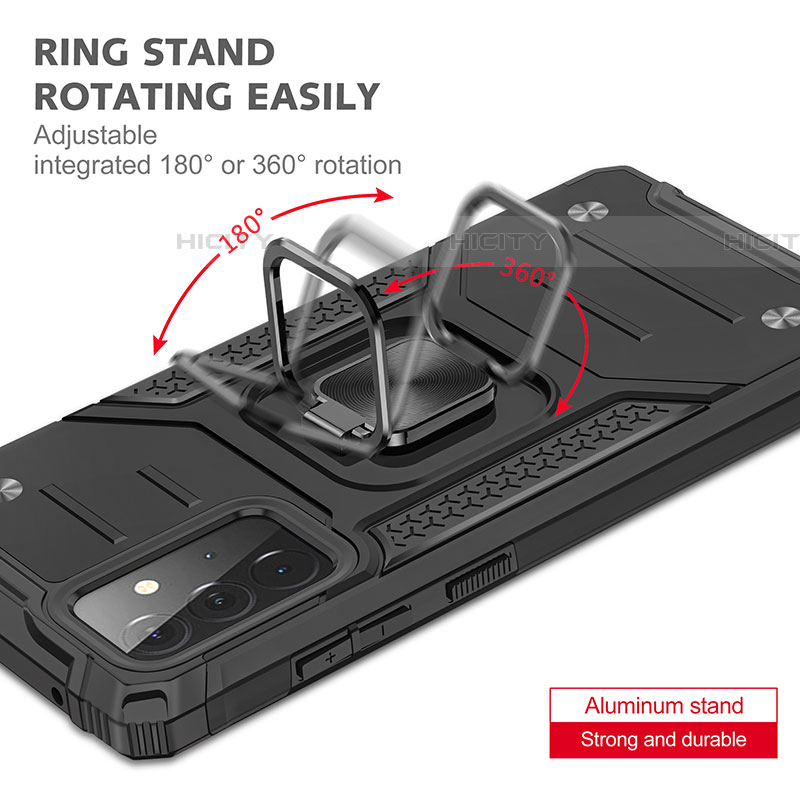 Funda Bumper Silicona y Plastico Mate Carcasa con Magnetico Anillo de dedo Soporte MQ1 para Samsung Galaxy A72 5G