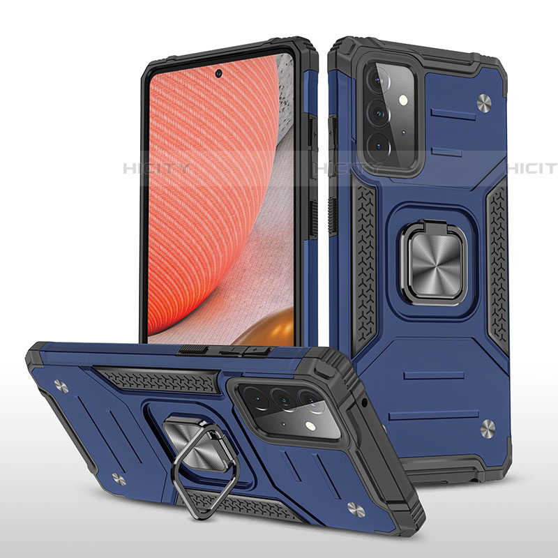 Funda Bumper Silicona y Plastico Mate Carcasa con Magnetico Anillo de dedo Soporte MQ1 para Samsung Galaxy A72 5G