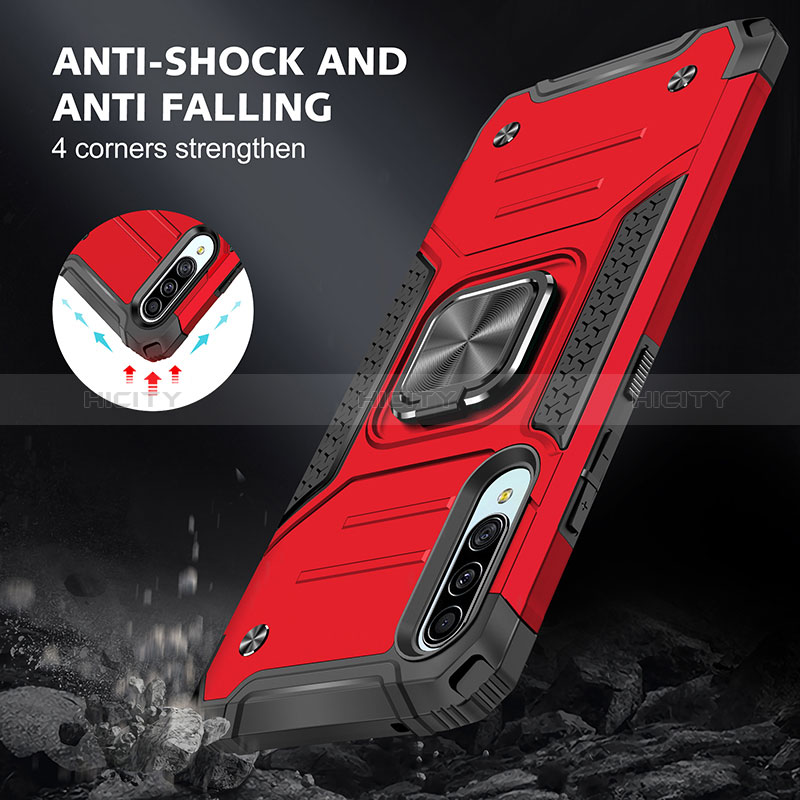 Funda Bumper Silicona y Plastico Mate Carcasa con Magnetico Anillo de dedo Soporte MQ1 para Samsung Galaxy A90 5G