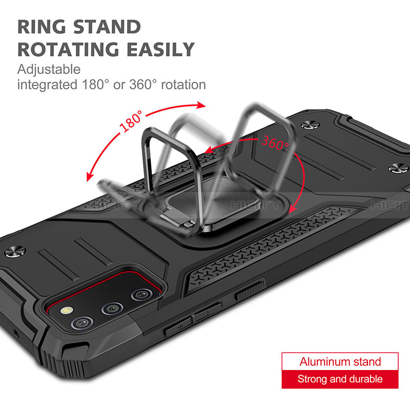 Funda Bumper Silicona y Plastico Mate Carcasa con Magnetico Anillo de dedo Soporte MQ1 para Samsung Galaxy F02S SM-E025F