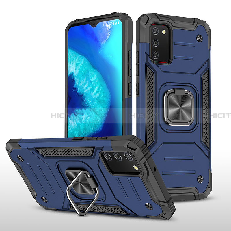 Funda Bumper Silicona y Plastico Mate Carcasa con Magnetico Anillo de dedo Soporte MQ1 para Samsung Galaxy F02S SM-E025F