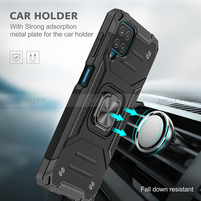 Funda Bumper Silicona y Plastico Mate Carcasa con Magnetico Anillo de dedo Soporte MQ1 para Samsung Galaxy F12