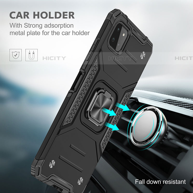Funda Bumper Silicona y Plastico Mate Carcasa con Magnetico Anillo de dedo Soporte MQ1 para Samsung Galaxy F42 5G