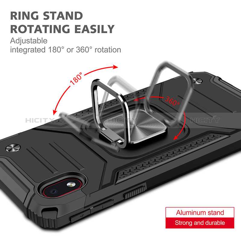 Funda Bumper Silicona y Plastico Mate Carcasa con Magnetico Anillo de dedo Soporte MQ1 para Samsung Galaxy M01 Core