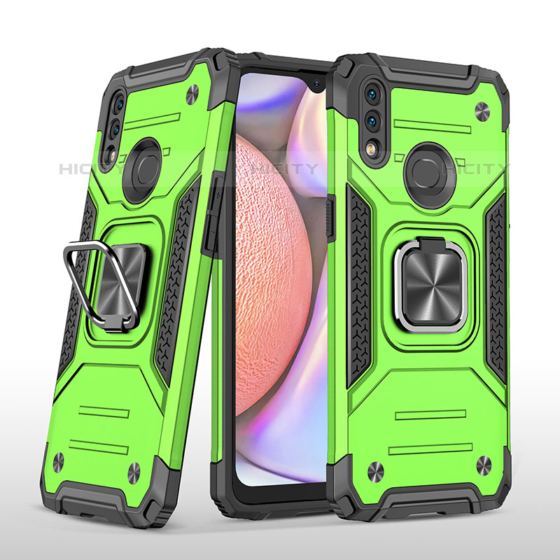 Funda Bumper Silicona y Plastico Mate Carcasa con Magnetico Anillo de dedo Soporte MQ1 para Samsung Galaxy M01s Verde