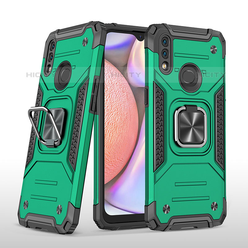 Funda Bumper Silicona y Plastico Mate Carcasa con Magnetico Anillo de dedo Soporte MQ1 para Samsung Galaxy M01s Verde Noche